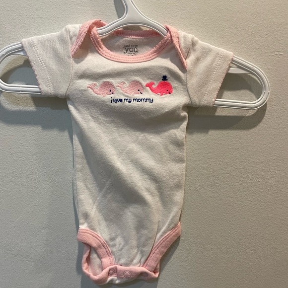 5/$15 Just One You by Carter's Pink and White Baby Onesie - Picture 1 of 4